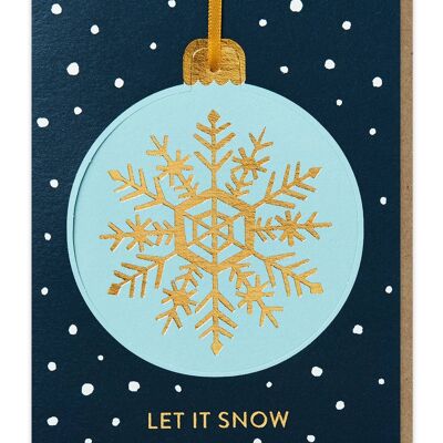 Tarjeta emergente con adornos navideños Let It Snow | Ornamento