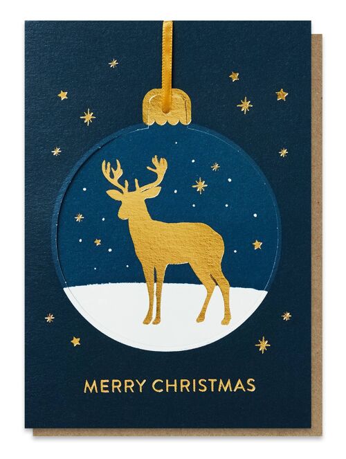 Golden Reindeer Pop-out Christmas Bauble Card | Ornament
