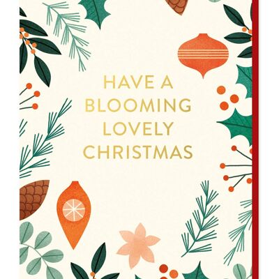 Cartolina di Natale adorabile in fiore | Biglietto di lusso in lamina d'oro