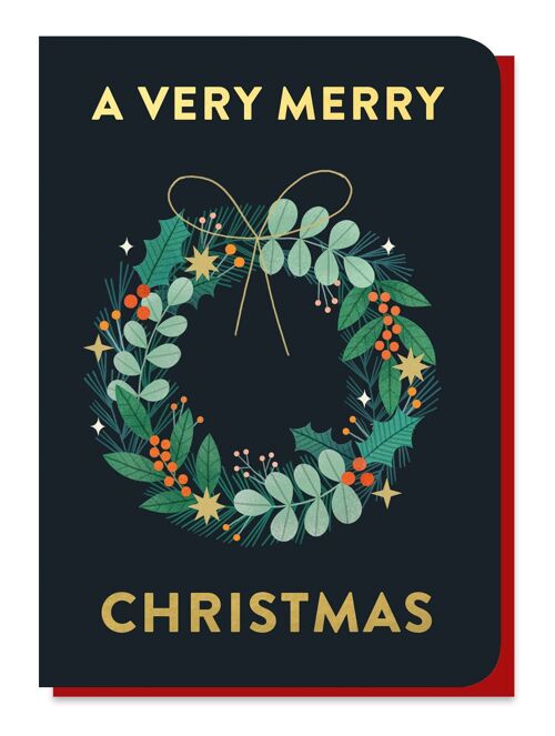 Wreath Christmas Card | Gold Foil Luxury Card