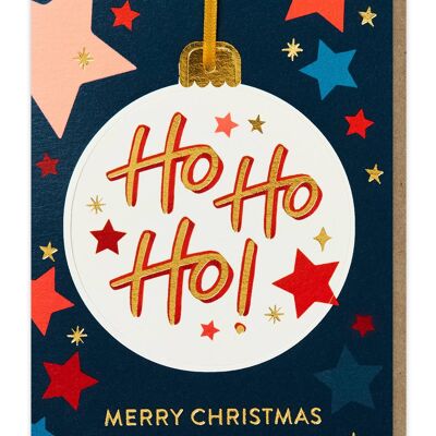 ¡Ho Ho Ho! Tarjeta desplegable con adornos navideños | Ornamento