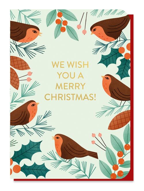 Robins Christmas Card | Gold Foil Luxury Card