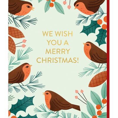 Robins Christmas Card | Gold Foil Luxury Card