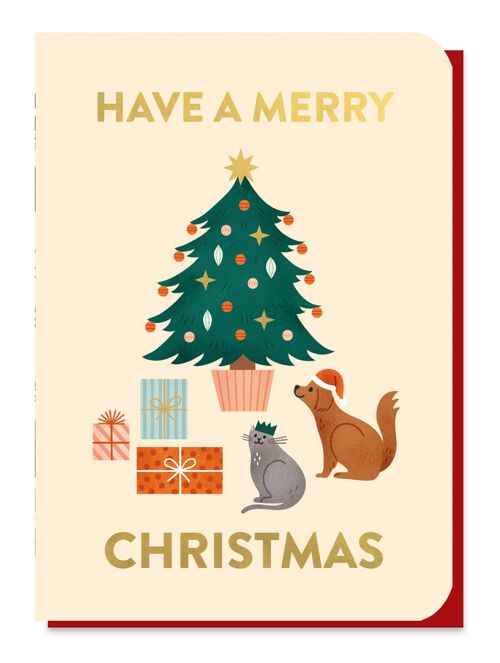 Pets Christmas Card | Gold Foil Luxury Card