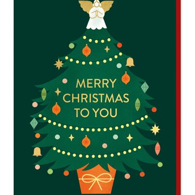 Tarjeta de Navidad del árbol | Tarjeta de lujo con lámina dorada