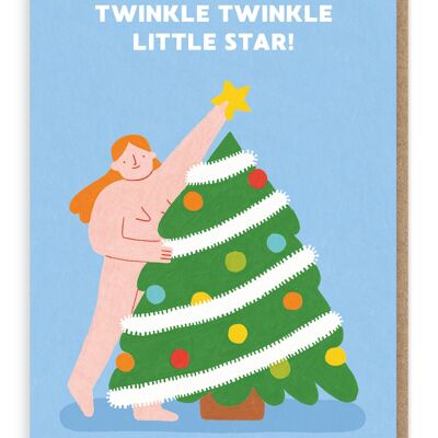 Tarjeta de Navidad Twinkle Twinkle | Desnudo | Descarado | Tetas