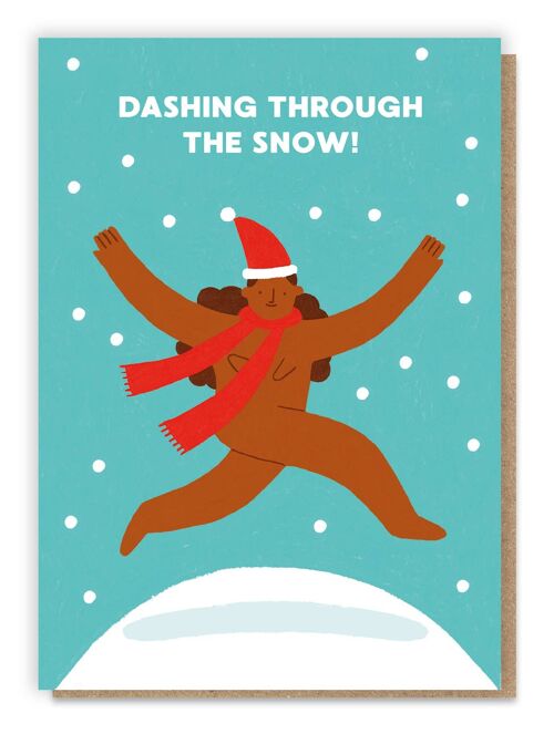 Dashing Through The Snow Christmas Card | Nude | Cheeky