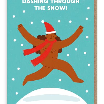 Dashing Through The Snow Christmas Card | Nude | Cheeky