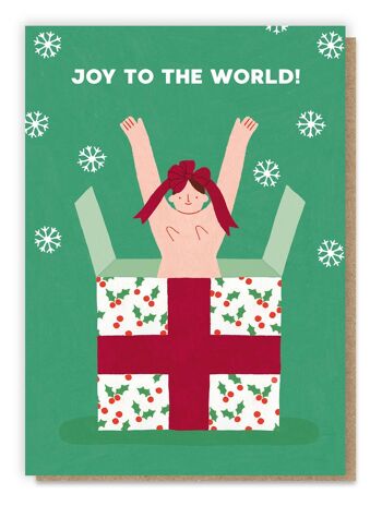 Joy To The World Carte de Noël | Nu | Effronté | Seins 1