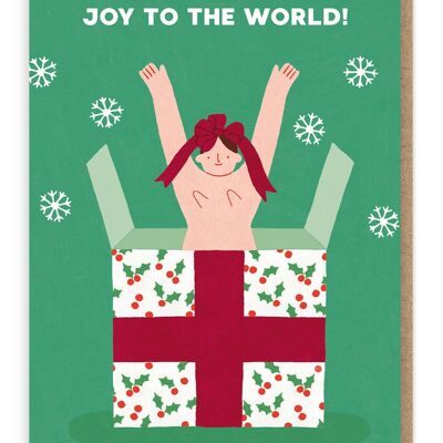 Tarjeta de Navidad de alegría al mundo | Desnudo | Descarado | Tetas