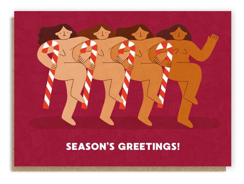 Candy Canes Christmas Card | Nude | Cheeky | Boobs