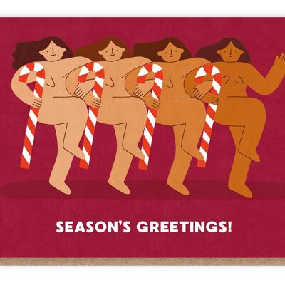 Tarjeta de Navidad de bastones de caramelo | Desnudo | Descarado | Tetas