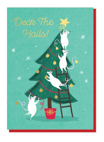 Deck The Halls Carte de Noël | Carte de Noël avec des animaux 1