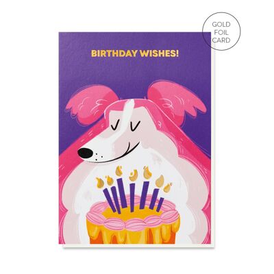 Biglietto di compleanno Collie + torta | Carte per cani | Amanti dei cani