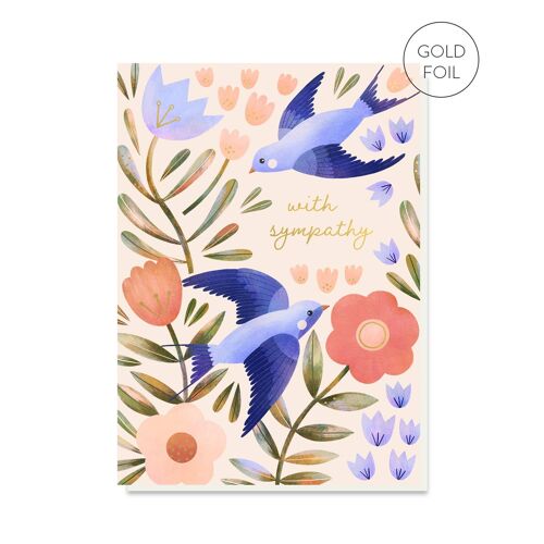 Swallow Fields | Bird and Floral Sympathy Card