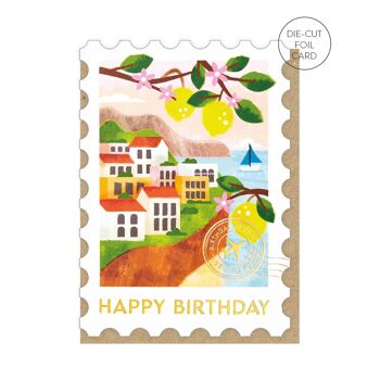 Carte d’anniversaire de timbre de la Riviera italienne| Cartes sur le thème du voyage 2