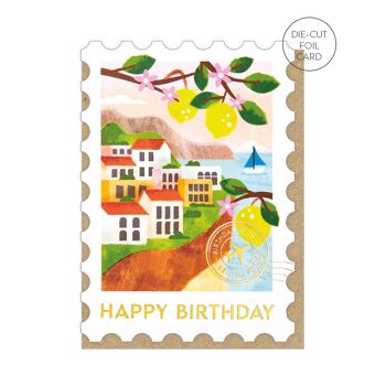 Carte d’anniversaire de timbre de la Riviera italienne| Cartes sur le thème du voyage 3