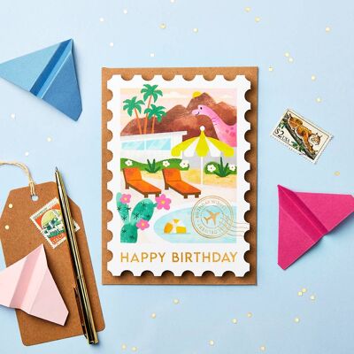 Palm Springs  Stamp Birthday Card| Travel Themed Cards