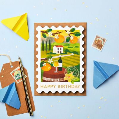 Carte d’anniversaire de timbre de Toscane| Cartes sur le thème du voyage