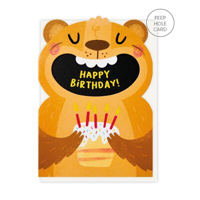 Carte d’anniversaire ours à grande gueule | Cartes d'anniversaire pour enfants