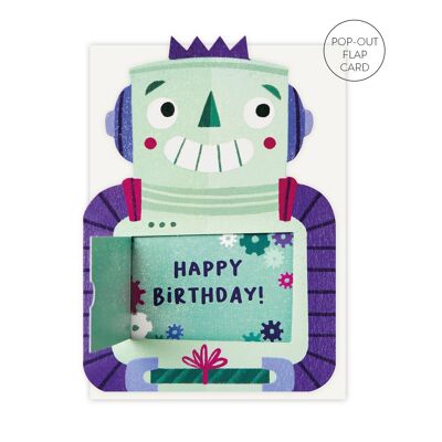 Tarjeta de cumpleaños del robot sonriente | tarjetas de cumpleaños para niños