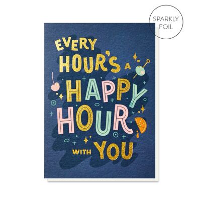 Happy Hour Anniversary  Card | Contemporary Lettering Card