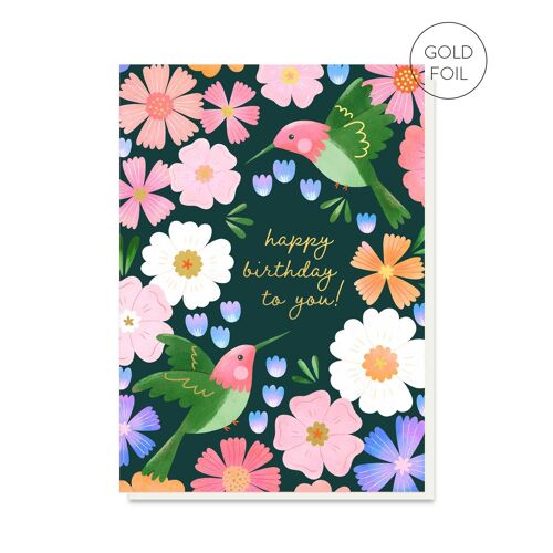 Hummingbird Blossom | Bird and Floral Birthday Card