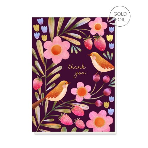 Berry Garden | Bird and Floral Thank You Card