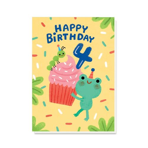 4th Birthday Cupcake Card | Gender Neutral Kid's Card