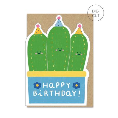 Tarjeta de cumpleaños del club de cactus | Tarjeta de cumpleaños de cactus troquelada