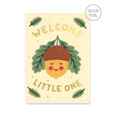 Nueva tarjeta de bebé de pequeña bellota | Tarjeta de bebé de género neutro