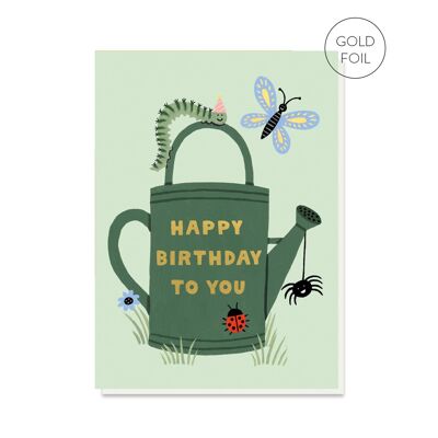 Tarjeta de insectos de cumpleaños ? Tarjeta de cumpleaños de lujo con lámina dorada