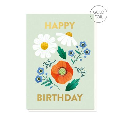 Tarjeta de cumpleaños de flores silvestres | Tarjeta de felicitación floral