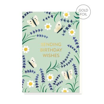 Carte d’anniversaire florale de lavande | Carte de vœux florale 1