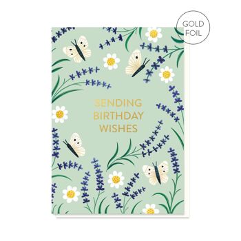 Carte d’anniversaire florale de lavande | Carte de vœux florale 2