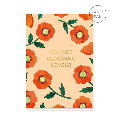 Estás floreciendo una tarjeta preciosa de amapolas | Tarjeta de amistad