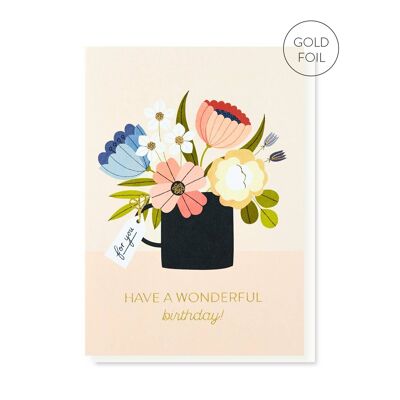 Carte bouquet d’anniversaire | Illustration florale | Style Scandinave
