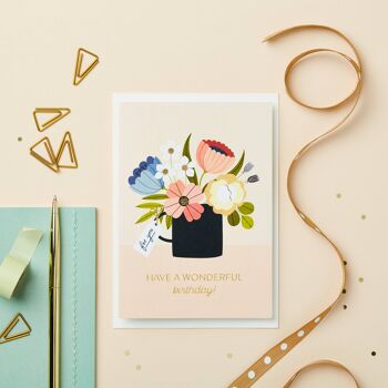 Carte bouquet d’anniversaire | Illustration florale | Style Scandinave 3