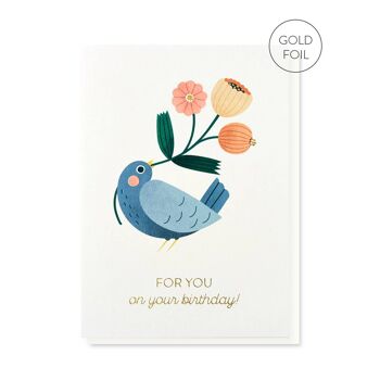 Pour votre carte d’anniversaire d’oiseau | Style scandinave | Carte de luxe en aluminium 1