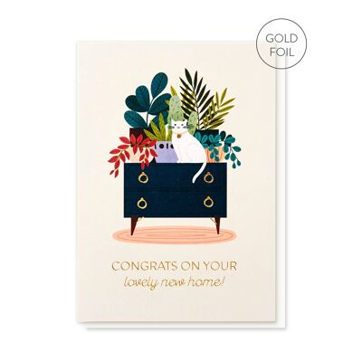 Belle nouvelle carte de chat à la maison | Style scandinave | Carte de luxe en aluminium