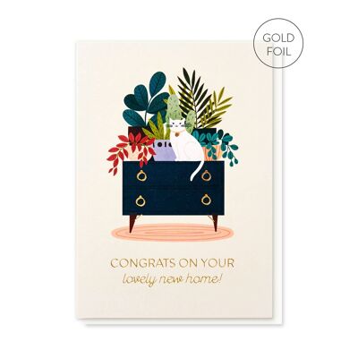 Lovely New Home Cat Card | Scandi Style | Luxury Foil Card
