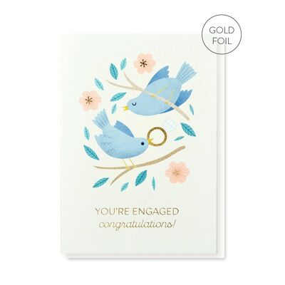 Carte de fiançailles Love Birds | Style scandinave | Carte de luxe en aluminium