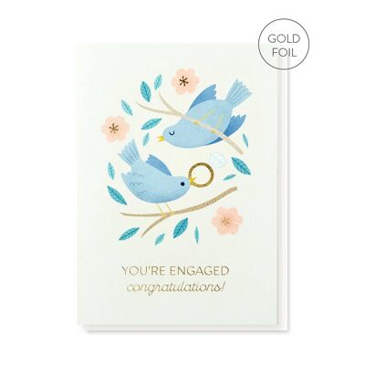 Love Birds Engagement Card | Scandi Style | Luxury Foil Card