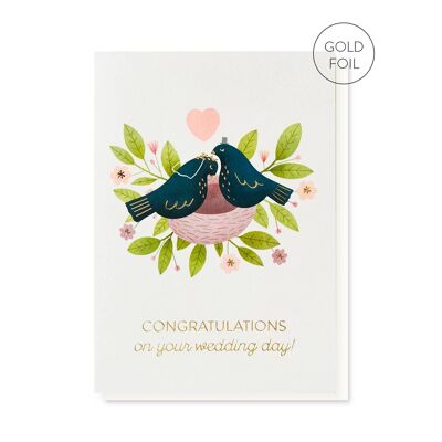 Liebes-Vogel-Hochzeitskarte | Luxus-Folienkarte | Scandi-Stil