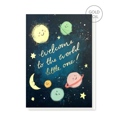 Welcome Little One New Baby Card | Gold Foil Luxury Card