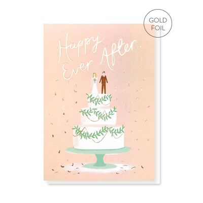 Happy Ever After Hochzeitskarte | Luxuriöse Goldfolienkarte