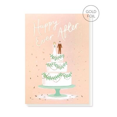 Carte de mariage Happy Ever After | Carte de luxe en feuille d'or