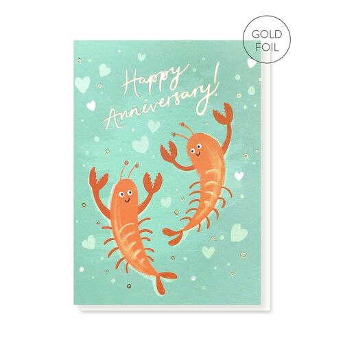 Lobsters Gold Foil Luxury Anniversary Card | Hand Painted