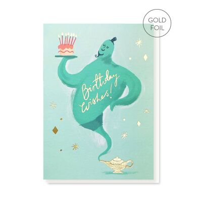 Birthday Wishes Genie Card | Gold Foil Luxury Birthday Card