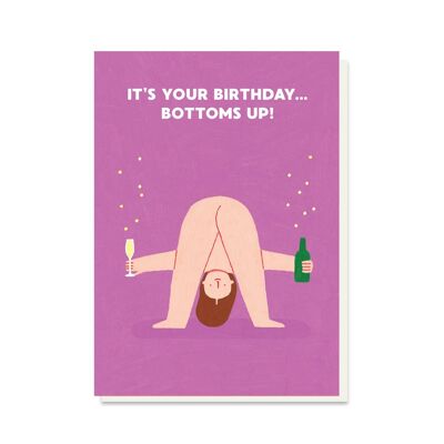 Bottoms Up Birthday Card | Rude Card | Nude | Funny | Cheeky
